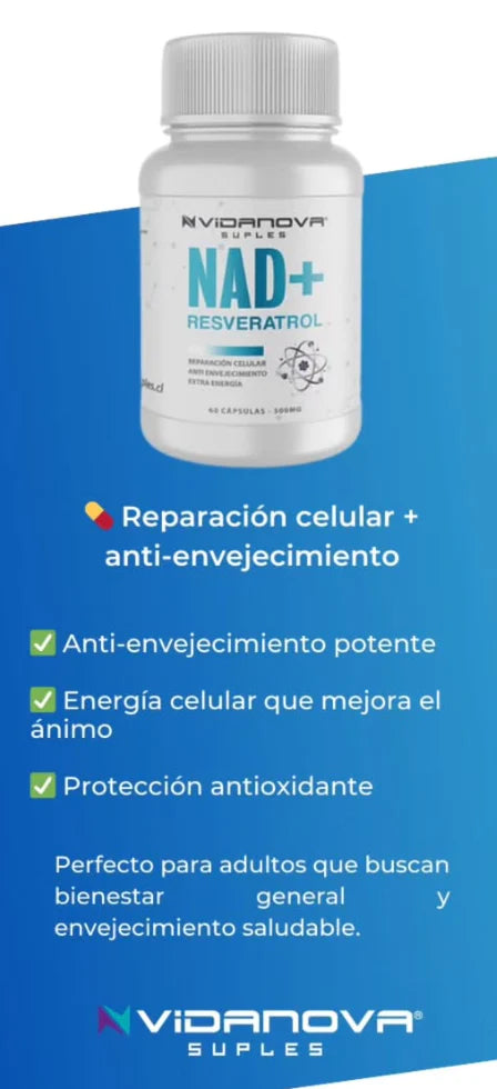 NAD+ Resveratrol 500mg, 60 Capsulas, Original