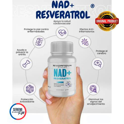 NAD+ Resveratrol 500mg, 60 Capsulas, Original